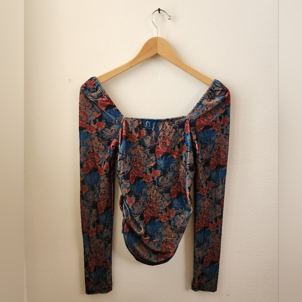 Urban Outfitters UO‎ Women's Georgia Velvet Lace-Up Top Multicolor Size Small - Picture 13 of 16